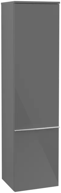 Picture of VILLEROY BOCH Venticello Tall cabinet, 1 door, 404 x 1546 x 372 mm, Glossy Grey / Glossy Grey #A95101FP