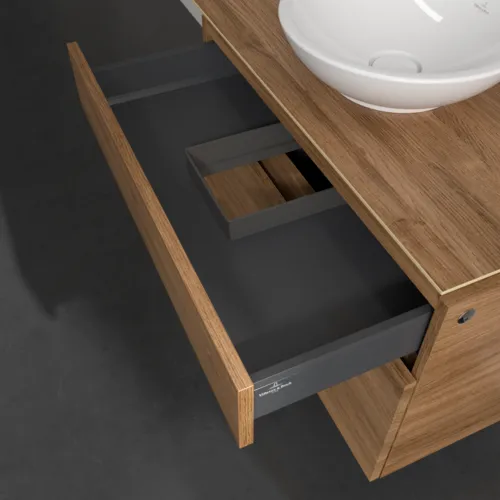 Bild von VILLEROY BOCH Legato Waschbeckenunterschrank, mit Beleuchtung, 2 Auszüge, 800 x 550 x 500 mm, Kansas Oak / Kansas Oak #B570L0RH
