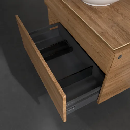 Bild von VILLEROY BOCH Legato Waschbeckenunterschrank, mit Beleuchtung, 2 Auszüge, 800 x 550 x 500 mm, Kansas Oak / Kansas Oak #B570L0RH
