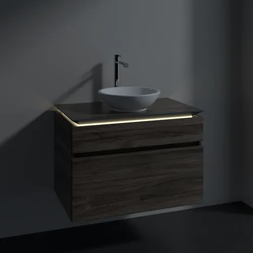 Bild von VILLEROY BOCH Legato Waschbeckenunterschrank, mit Beleuchtung, 2 Auszüge, 800 x 550 x 500 mm, Stone Oak / Stone Oak #B570L0RK