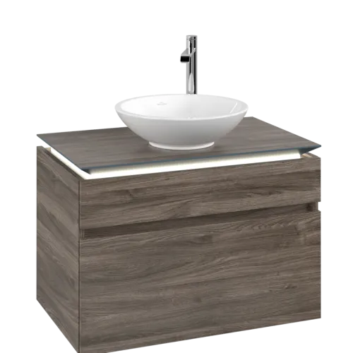 Bild von VILLEROY BOCH Legato Waschbeckenunterschrank, mit Beleuchtung, 2 Auszüge, 800 x 550 x 500 mm, Stone Oak / Stone Oak #B570L0RK