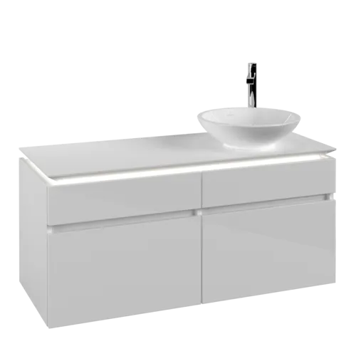 Bild von VILLEROY BOCH Legato Waschbeckenunterschrank, mit Beleuchtung, 4 Auszüge, 1200 x 550 x 500 mm, Glossy White / Glossy White #B582L0DH