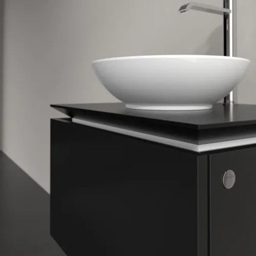 Bild von VILLEROY BOCH Legato Waschbeckenunterschrank, 1 Auszug, 600 x 380 x 500 mm, Black Matt Lacquer / Black Matt Lacquer #B56700PD