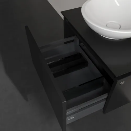 Bild von VILLEROY BOCH Legato Waschbeckenunterschrank, 1 Auszug, 600 x 380 x 500 mm, Black Matt Lacquer / Black Matt Lacquer #B56700PD