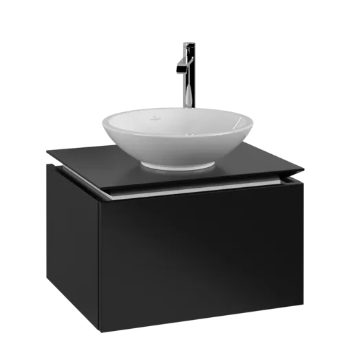 Bild von VILLEROY BOCH Legato Waschbeckenunterschrank, 1 Auszug, 600 x 380 x 500 mm, Black Matt Lacquer / Black Matt Lacquer #B56700PD