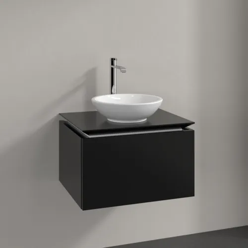 Bild von VILLEROY BOCH Legato Waschbeckenunterschrank, 1 Auszug, 600 x 380 x 500 mm, Black Matt Lacquer / Black Matt Lacquer #B56700PD