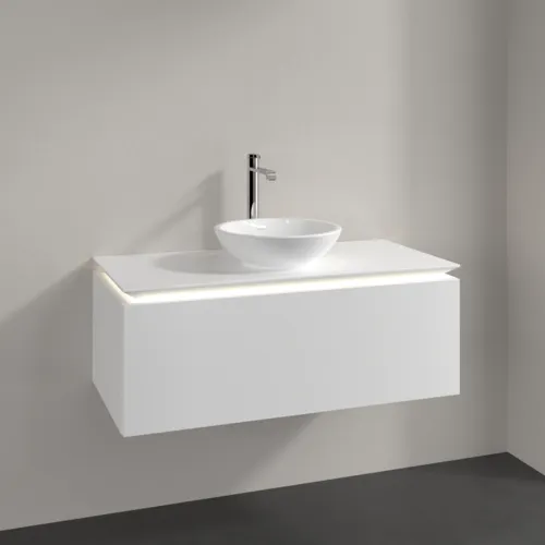 Bild von VILLEROY BOCH Legato Waschbeckenunterschrank, mit Beleuchtung, 1 Auszug, 1000 x 380 x 500 mm, White Matt / White Matt #B571L0MS