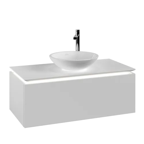 Bild von VILLEROY BOCH Legato Waschbeckenunterschrank, mit Beleuchtung, 1 Auszug, 1000 x 380 x 500 mm, White Matt / White Matt #B571L0MS