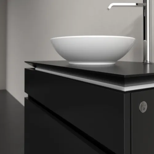 Bild von VILLEROY BOCH Legato Waschbeckenunterschrank, mit Beleuchtung, 2 Auszüge, 800 x 550 x 500 mm, Black Matt Lacquer / Black Matt Lacquer #B570L0PD