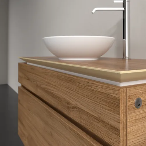 Bild von VILLEROY BOCH Legato Waschbeckenunterschrank, mit Beleuchtung, 2 Auszüge, 1000 x 550 x 500 mm, Kansas Oak / Kansas Oak #B572L0RH