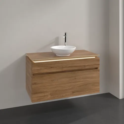 Bild von VILLEROY BOCH Legato Waschbeckenunterschrank, mit Beleuchtung, 2 Auszüge, 1000 x 550 x 500 mm, Kansas Oak / Kansas Oak #B572L0RH