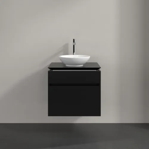 Bild von VILLEROY BOCH Legato Waschbeckenunterschrank, 2 Auszüge, 600 x 550 x 500 mm, Black Matt Lacquer / Black Matt Lacquer #B56800PD