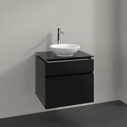 Bild von VILLEROY BOCH Legato Waschbeckenunterschrank, 2 Auszüge, 600 x 550 x 500 mm, Black Matt Lacquer / Black Matt Lacquer #B56800PD