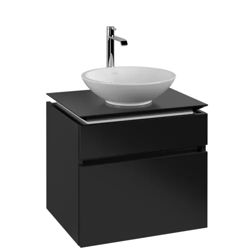 Bild von VILLEROY BOCH Legato Waschbeckenunterschrank, 2 Auszüge, 600 x 550 x 500 mm, Black Matt Lacquer / Black Matt Lacquer #B56800PD