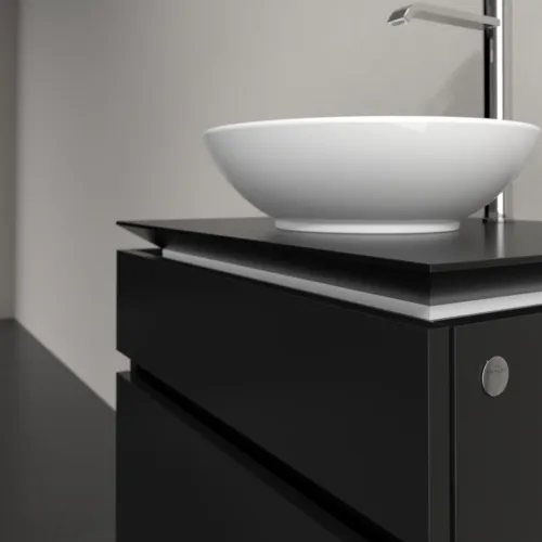 Bild von VILLEROY BOCH Legato Waschbeckenunterschrank, 2 Auszüge, 600 x 550 x 500 mm, Black Matt Lacquer / Black Matt Lacquer #B56800PD