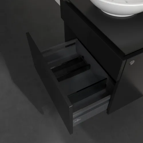 Bild von VILLEROY BOCH Legato Waschbeckenunterschrank, 2 Auszüge, 600 x 550 x 500 mm, Black Matt Lacquer / Black Matt Lacquer #B56800PD