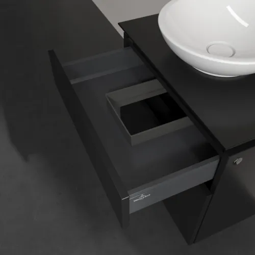 Bild von VILLEROY BOCH Legato Waschbeckenunterschrank, 2 Auszüge, 600 x 550 x 500 mm, Black Matt Lacquer / Black Matt Lacquer #B56800PD