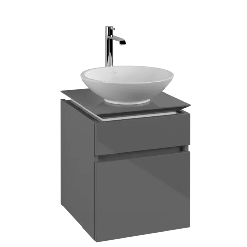 Bild von VILLEROY BOCH Legato Waschbeckenunterschrank, 2 Auszüge, 450 x 550 x 500 mm, Glossy Grey / Glossy Grey #B56600FP