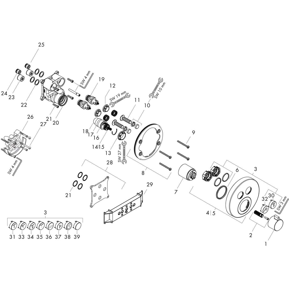 Bild von HANSGROHE ShowerSelect S Thermostat for concealed installation for 2 functions Brushed Bronze 15743140