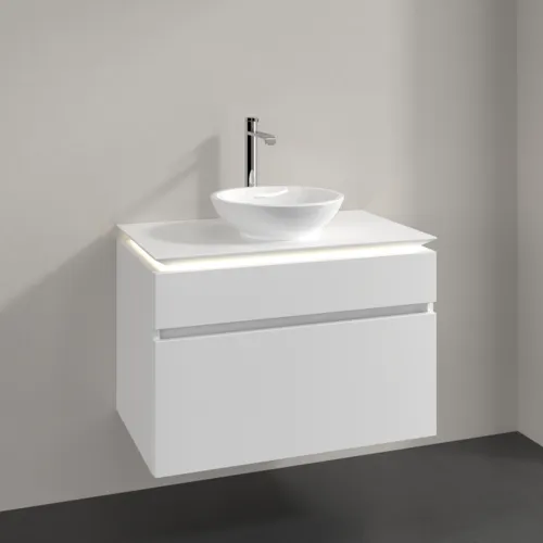 Bild von VILLEROY BOCH Legato Waschbeckenunterschrank, mit Beleuchtung, 2 Auszüge, 800 x 550 x 500 mm, White Matt / White Matt #B570L0MS