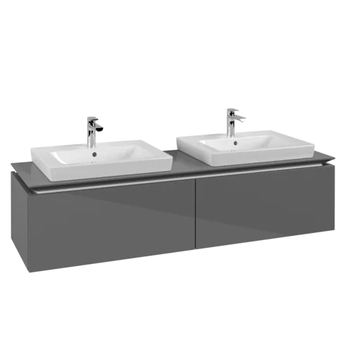 Bild von VILLEROY BOCH Legato Waschbeckenunterschrank, 2 Auszüge, 1600 x 380 x 500 mm, Glossy Grey / Glossy Grey #B69200FP