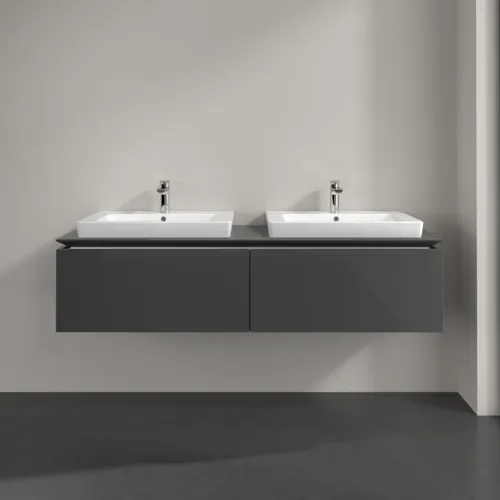 Bild von VILLEROY BOCH Legato Waschbeckenunterschrank, 2 Auszüge, 1600 x 380 x 500 mm, Glossy Grey / Glossy Grey #B69200FP
