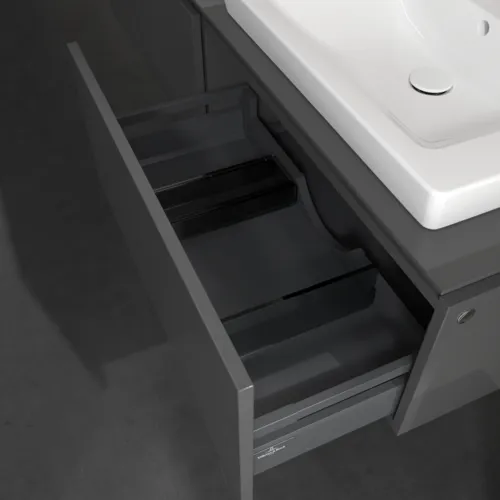 Bild von VILLEROY BOCH Legato Waschbeckenunterschrank, 2 Auszüge, 1600 x 380 x 500 mm, Glossy Grey / Glossy Grey #B69200FP