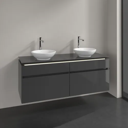Bild von VILLEROY BOCH Legato Waschbeckenunterschrank, mit Beleuchtung, 4 Auszüge, 1400 x 550 x 500 mm, Glossy Grey / Glossy Grey #B592L0FP