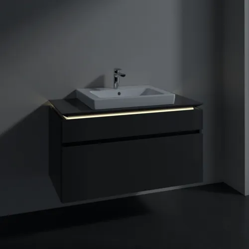 Bild von VILLEROY BOCH Legato Waschbeckenunterschrank, mit Beleuchtung, 2 Auszüge, 1000 x 550 x 500 mm, Glossy Grey / Glossy Grey #B681L0FP