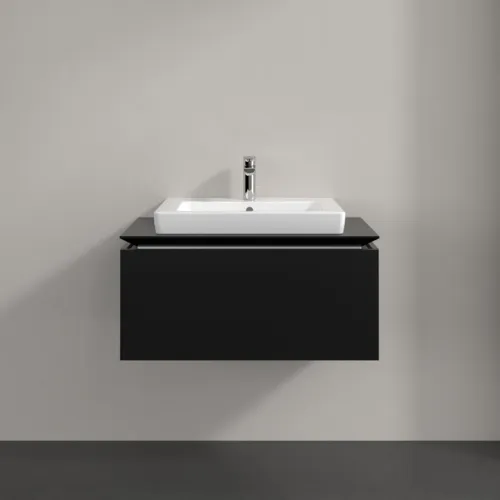 Obrázek VILLEROY BOCH Legato toaletní skříňka, 1 zásuvka, 800 x 380 x 500 mm, černý matný lak / černý matný lak #B67800PD