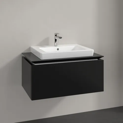 Obrázek VILLEROY BOCH Legato toaletní skříňka, 1 zásuvka, 800 x 380 x 500 mm, černý matný lak / černý matný lak #B67800PD