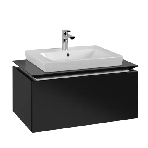 Bild von VILLEROY BOCH Legato Waschbeckenunterschrank, 1 Auszug, 800 x 380 x 500 mm, Black Matt Lacquer / Black Matt Lacquer #B67800PD