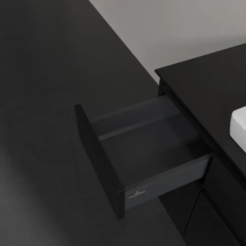 Bild von VILLEROY BOCH Legato Waschbeckenunterschrank, mit Beleuchtung, 5 Auszüge, 1200 x 550 x 500 mm, Black Matt Lacquer / Black Matt Lacquer #B683L0PD
