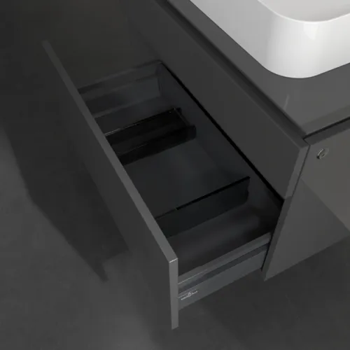 Bild von VILLEROY BOCH Legato Waschbeckenunterschrank, mit Beleuchtung, 2 Auszüge, 800 x 550 x 500 mm, Glossy Grey / Glossy Grey #B754L0FP