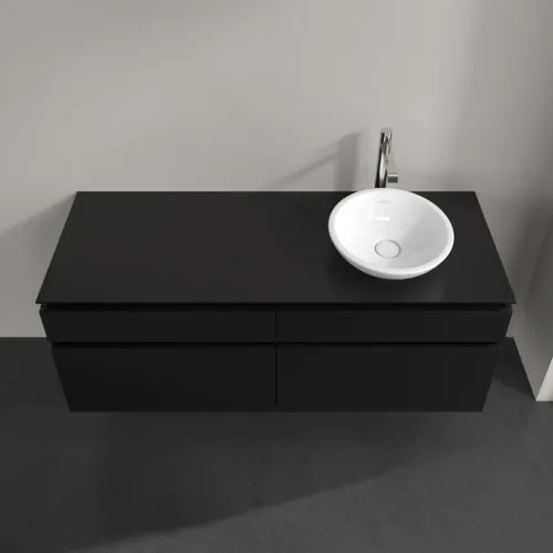 Bild von VILLEROY BOCH Legato Waschbeckenunterschrank, 4 Auszüge, 1400 x 550 x 500 mm, Black Matt Lacquer / Black Matt Lacquer #B59000PD