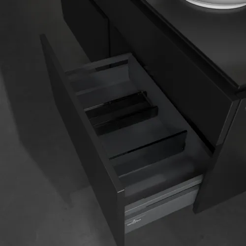 Bild von VILLEROY BOCH Legato Waschbeckenunterschrank, 4 Auszüge, 1400 x 550 x 500 mm, Black Matt Lacquer / Black Matt Lacquer #B59000PD