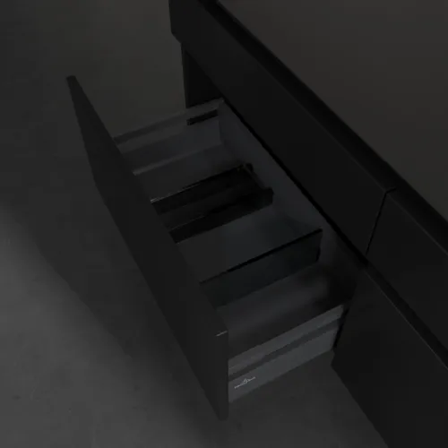 Bild von VILLEROY BOCH Legato Waschbeckenunterschrank, 4 Auszüge, 1400 x 550 x 500 mm, Black Matt Lacquer / Black Matt Lacquer #B59000PD