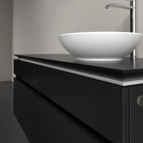 Bild von VILLEROY BOCH Legato Waschbeckenunterschrank, 4 Auszüge, 1400 x 550 x 500 mm, Black Matt Lacquer / Black Matt Lacquer #B59000PD