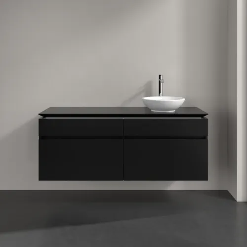 Bild von VILLEROY BOCH Legato Waschbeckenunterschrank, 4 Auszüge, 1400 x 550 x 500 mm, Black Matt Lacquer / Black Matt Lacquer #B59000PD