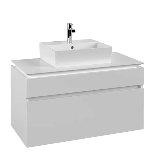 Bild von VILLEROY BOCH Legato Waschbeckenunterschrank, mit Beleuchtung, 2 Auszüge, 1000 x 550 x 500 mm, White Matt / White Matt #B604L0MS