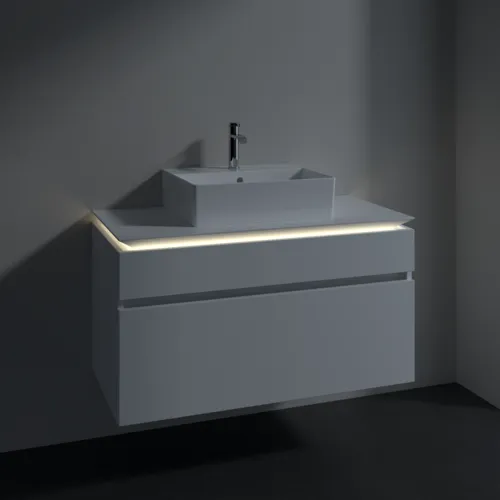 Bild von VILLEROY BOCH Legato Waschbeckenunterschrank, mit Beleuchtung, 2 Auszüge, 1000 x 550 x 500 mm, White Matt / White Matt #B604L0MS