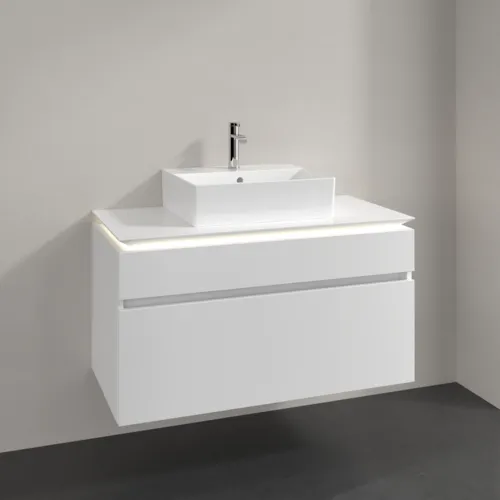 Bild von VILLEROY BOCH Legato Waschbeckenunterschrank, mit Beleuchtung, 2 Auszüge, 1000 x 550 x 500 mm, White Matt / White Matt #B604L0MS