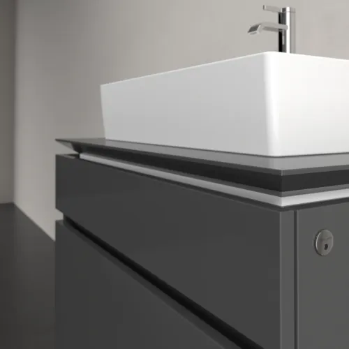 Bild von VILLEROY BOCH Legato Waschbeckenunterschrank, mit Beleuchtung, 2 Auszüge, 800 x 550 x 500 mm, Glossy Grey / Glossy Grey #B602L0FP