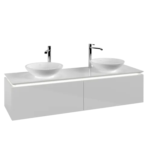 Bild von VILLEROY BOCH Legato Waschbeckenunterschrank, mit Beleuchtung, 2 Auszüge, 1600 x 380 x 500 mm, Glossy White / Glossy White #B599L0DH
