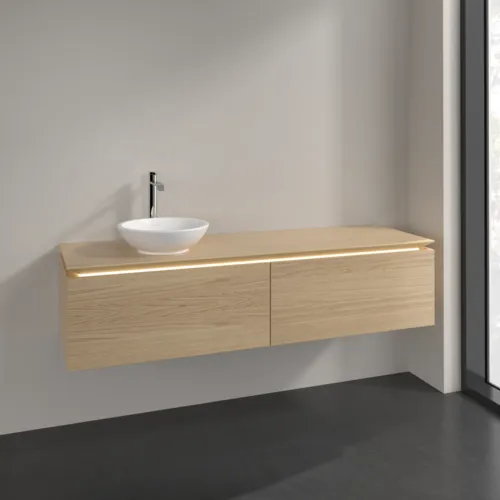 Bild von VILLEROY BOCH Legato Waschbeckenunterschrank, mit Beleuchtung, 2 Auszüge, 1600 x 380 x 500 mm, Nordic Oak / Nordic Oak #B595L0VJ
