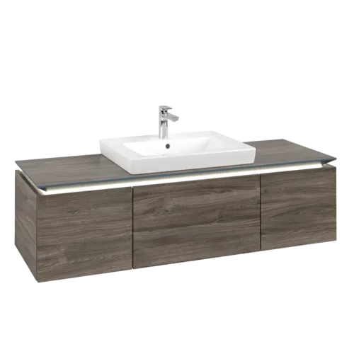 Bild von VILLEROY BOCH Legato Waschbeckenunterschrank, mit Beleuchtung, 3 Auszüge, 1400 x 380 x 500 mm, Stone Oak / Stone Oak #B684L0RK
