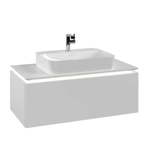 Bild von VILLEROY BOCH Legato Waschbeckenunterschrank, mit Beleuchtung, 1 Auszug, 1000 x 380 x 500 mm, White Matt / White Matt #B755L0MS
