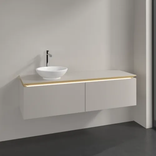 Bild von VILLEROY BOCH Legato Waschbeckenunterschrank, mit Beleuchtung, 2 Auszüge, 1400 x 380 x 500 mm, Soft Grey / Soft Grey #B587L0VK