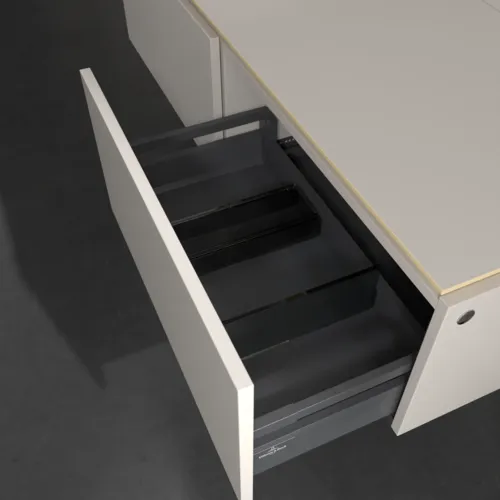Bild von VILLEROY BOCH Legato Waschbeckenunterschrank, mit Beleuchtung, 2 Auszüge, 1400 x 380 x 500 mm, Soft Grey / Soft Grey #B587L0VK