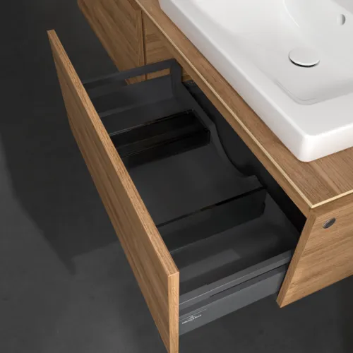 Bild von VILLEROY BOCH Legato Waschbeckenunterschrank, mit Beleuchtung, 2 Auszüge, 1600 x 380 x 500 mm, Kansas Oak / Kansas Oak #B692L0RH